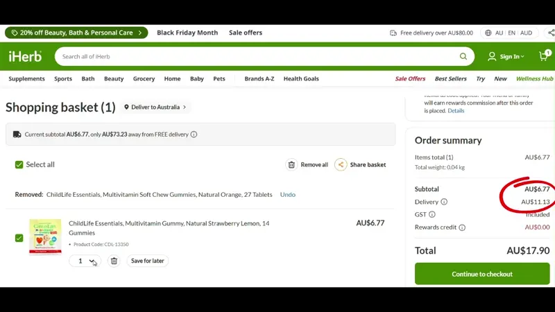 iherb australia free shipping coupon 2026