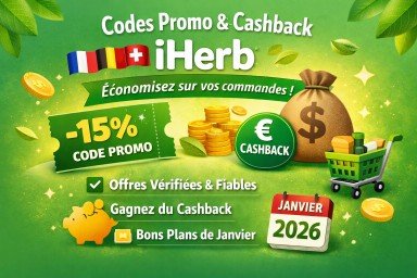 Codes promo iHerb avec cashback en France, Belgique, Suisse et Canada – Avril 2026